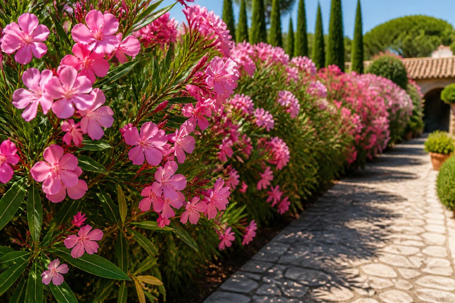 découvrez comment planter, entretenir et prendre les précautions nécessaires pour une haie de laurier rose afin de structurer élégamment votre jardin.