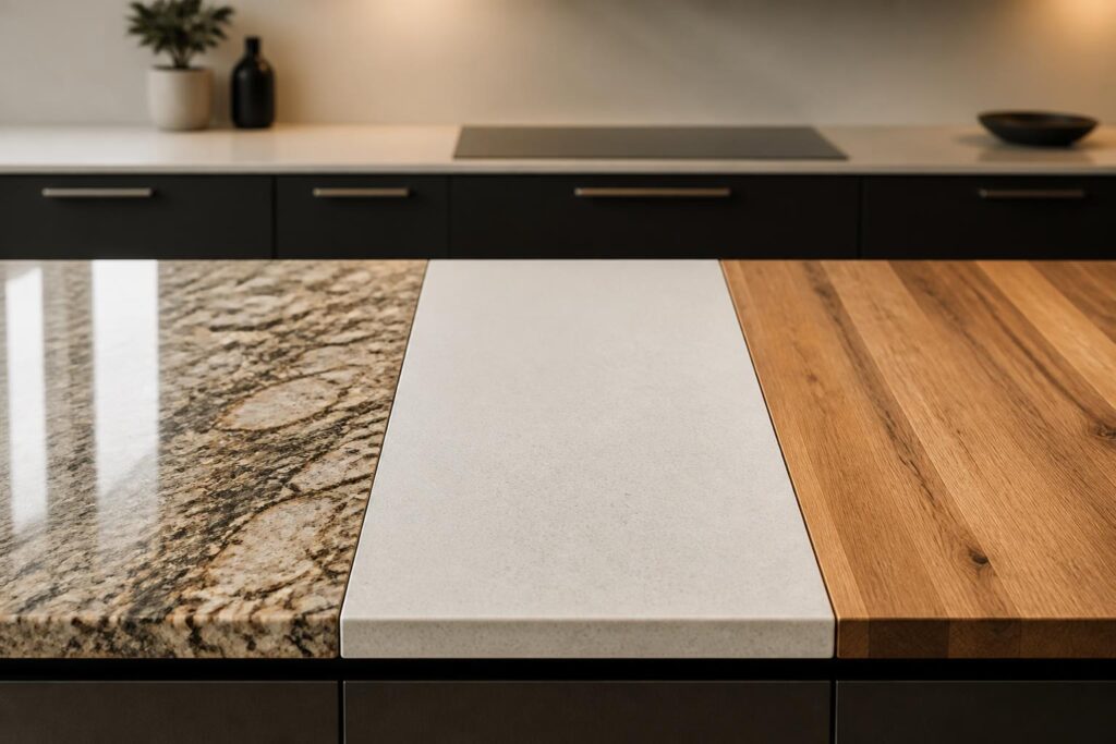 découvrez comment choisir le plan de travail idéal pour votre cuisine parmi le granit, le quartz et le bois, en fonction de vos besoins, style et budget.