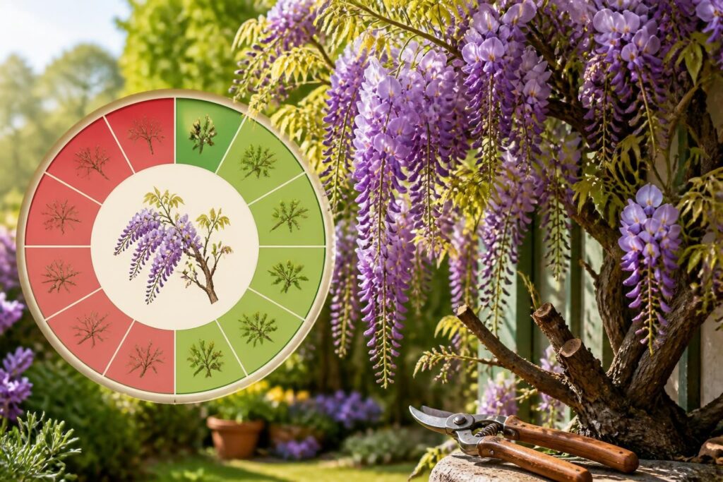 découvrez le calendrier idéal pour tailler votre glycine sans risquer de compromettre sa belle floraison. conseils pratiques pour un jardin fleuri et harmonieux.